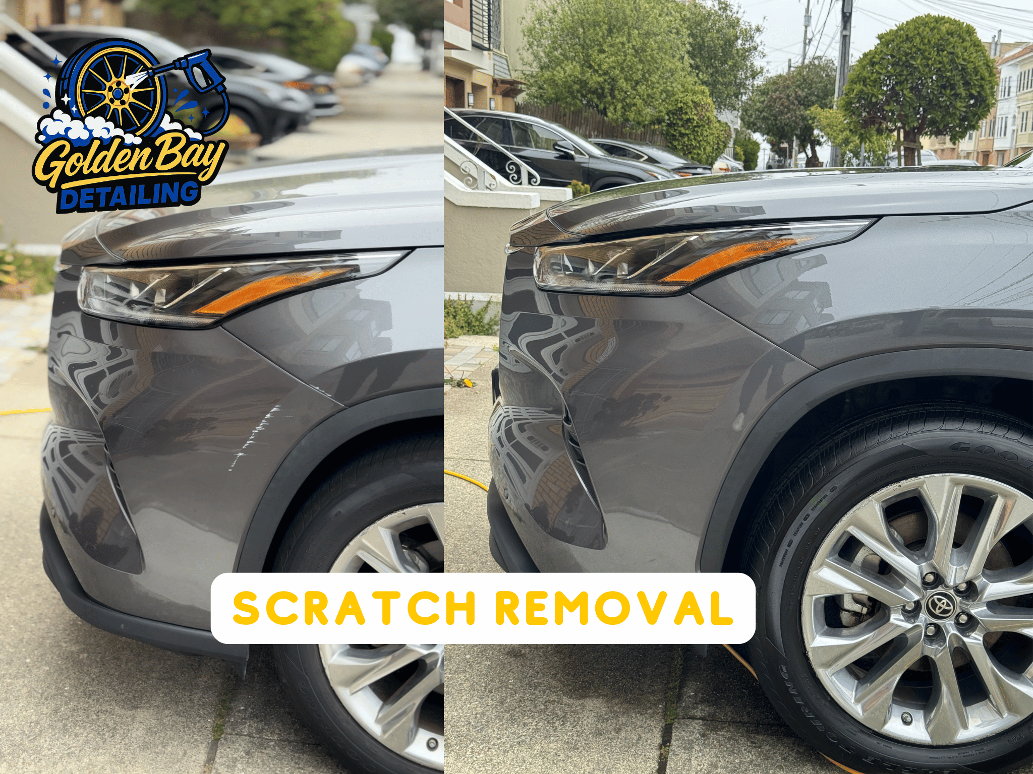 Before and after scratch removal